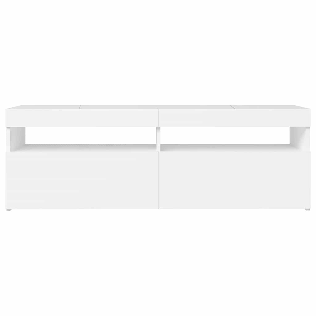 TV skrinka s LED svetlami biela 120x35x40 cm