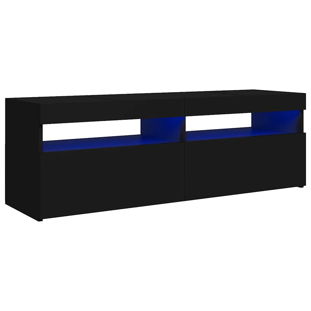 TV skrinka s LED svetlami čierna 120x35x40 cm