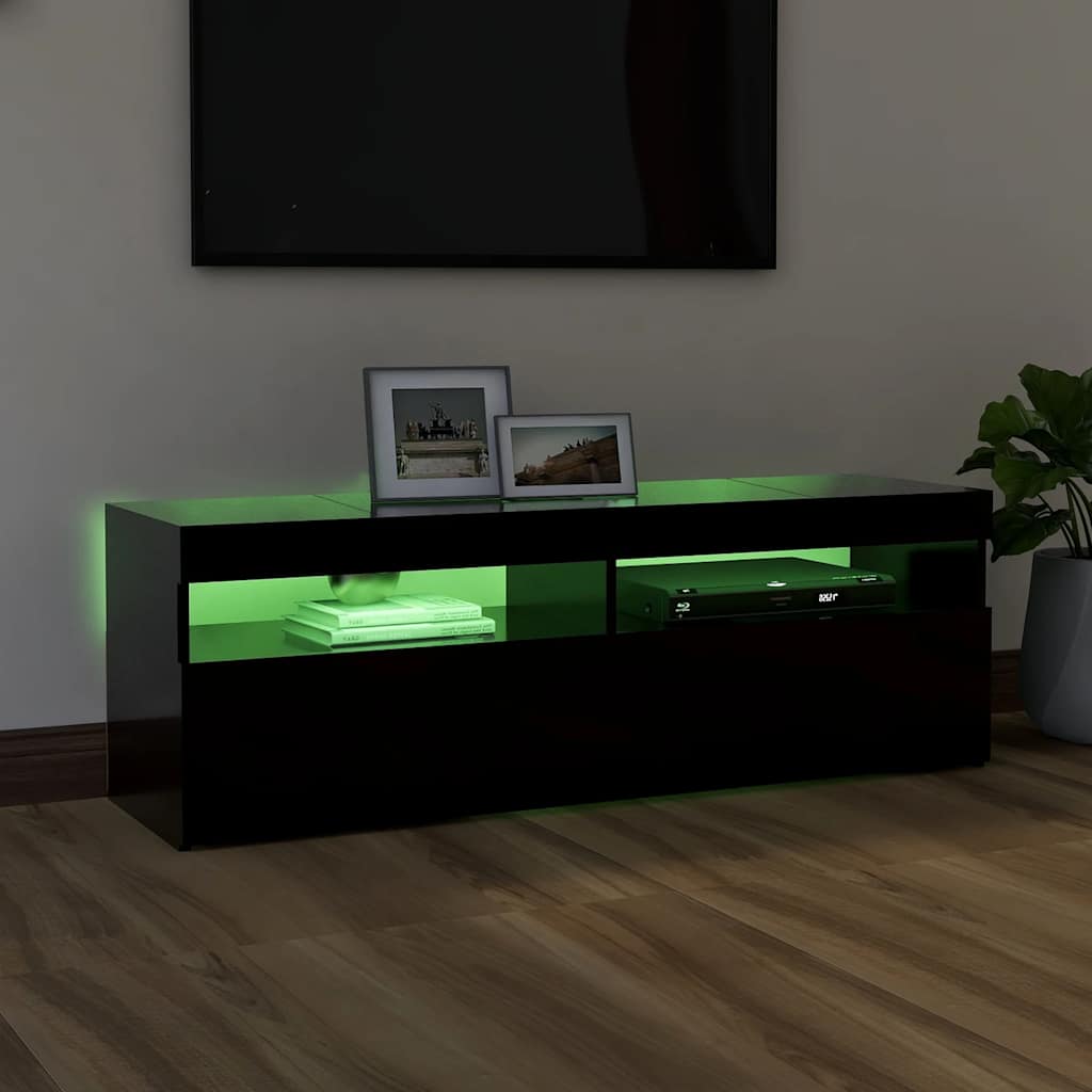 TV skrinka s LED svetlami čierna 120x35x40 cm