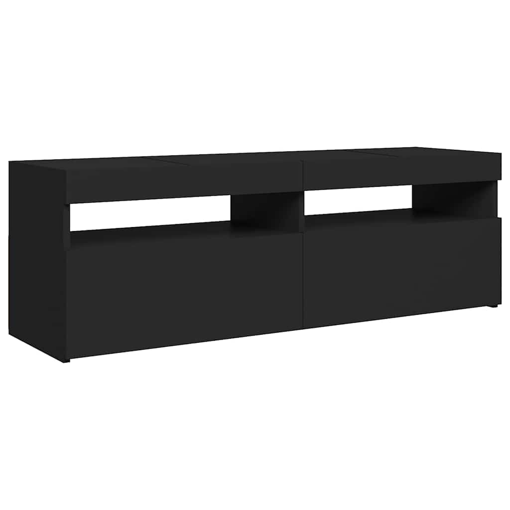 TV skrinka s LED svetlami čierna 120x35x40 cm