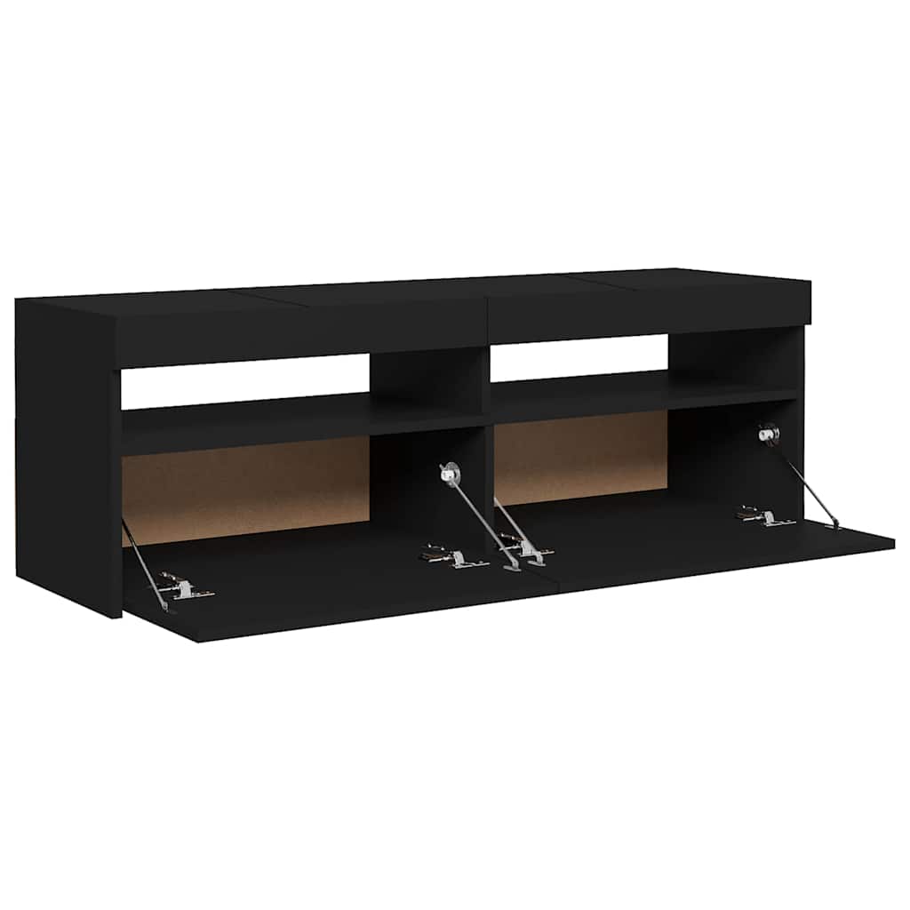 TV skrinka s LED svetlami čierna 120x35x40 cm