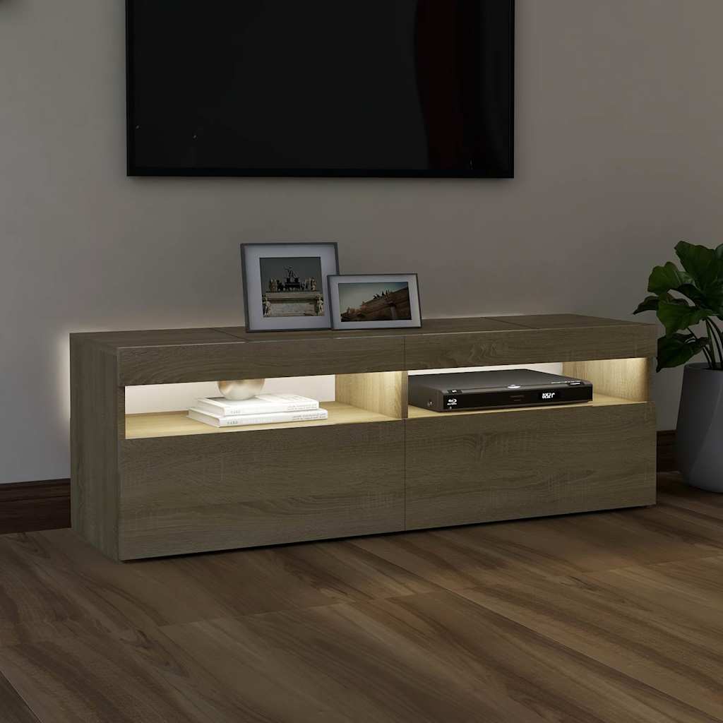 TV skrinka s LED svetlami dub sonoma 120x35x40 cm