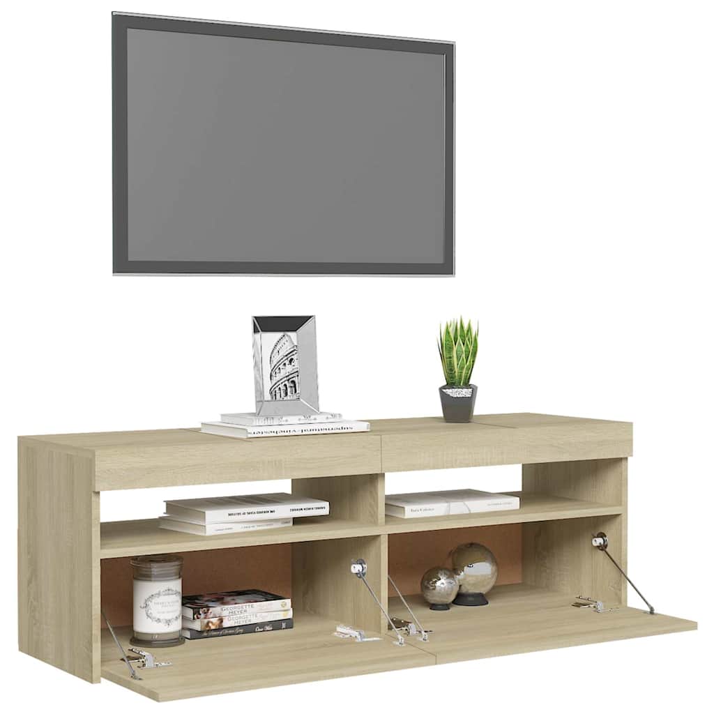 TV skrinka s LED svetlami dub sonoma 120x35x40 cm