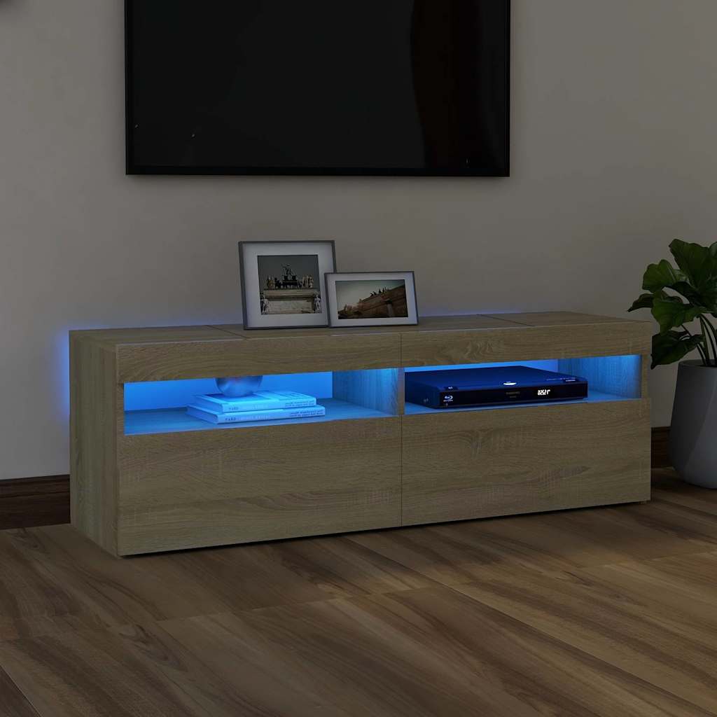 TV skrinka s LED svetlami dub sonoma 120x35x40 cm