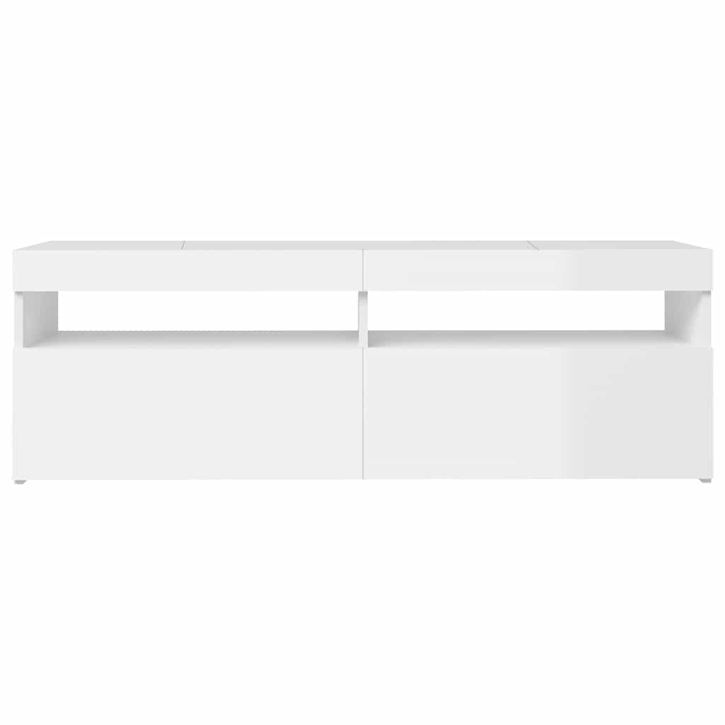 TV skrinka s LED svetlami lesklá biela 120x35x40 cm