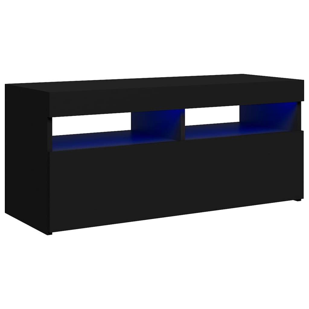TV skrinka s LED svetlami čierna 90x35x40 cm