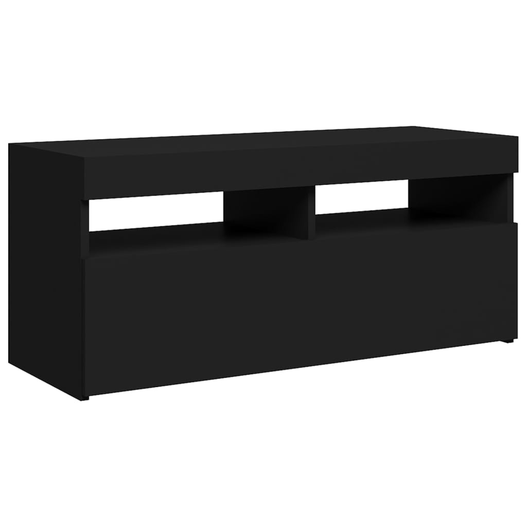 TV skrinka s LED svetlami čierna 90x35x40 cm
