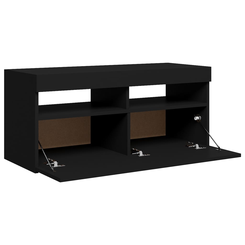 TV skrinka s LED svetlami čierna 90x35x40 cm