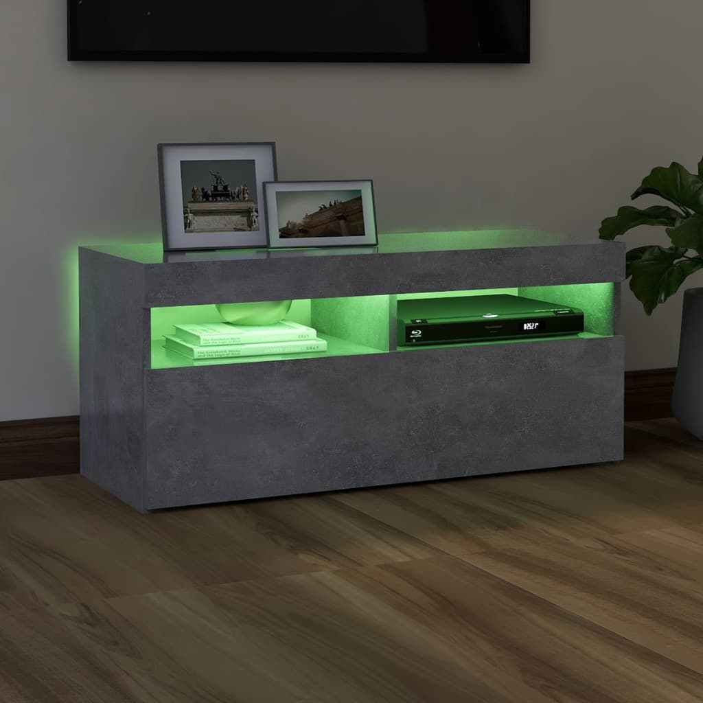 TV skrinka s LED svetlami betónovo-sivá 90x35x40 cm