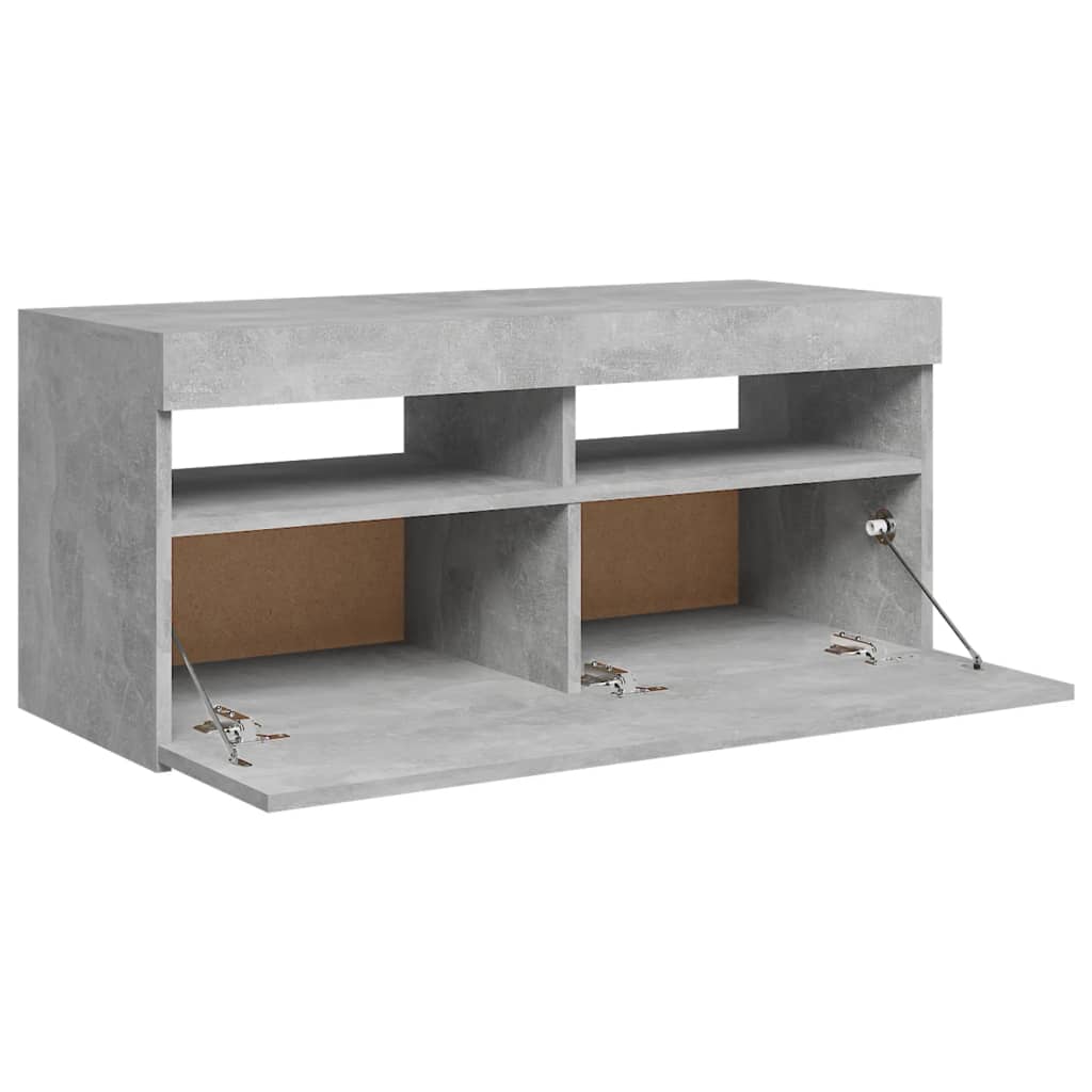 TV skrinka s LED svetlami betónovo-sivá 90x35x40 cm