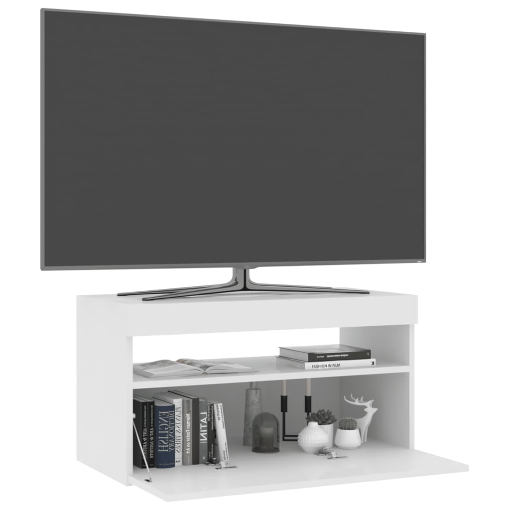TV skrinka s LED svetlami biela 75x35x40 cm