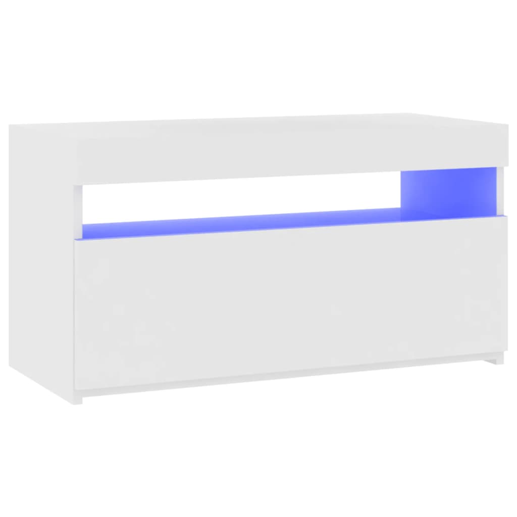 TV skrinka s LED svetlami biela 75x35x40 cm