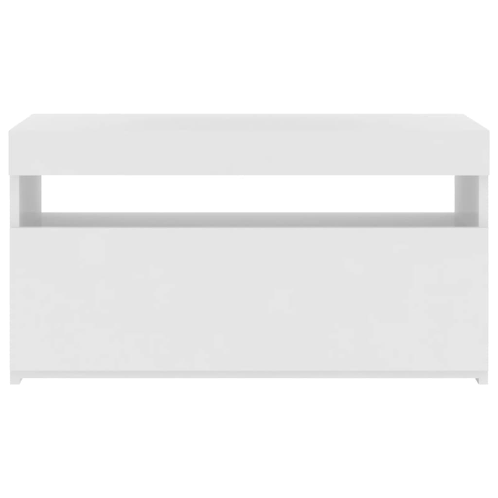 TV skrinka s LED svetlami biela 75x35x40 cm
