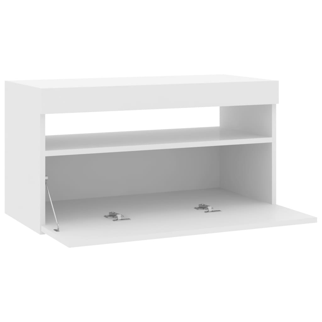 TV skrinka s LED svetlami biela 75x35x40 cm