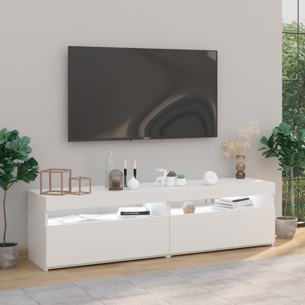 TV skrinky 2 ks s LED svetlami biele 75x35x40 cm