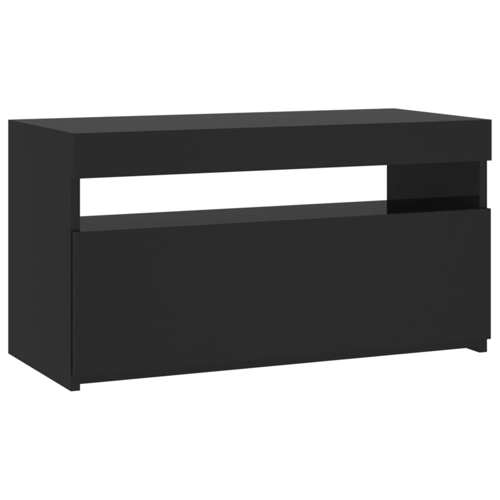 TV skrinka s LED svetlami čierna 75x35x40 cm