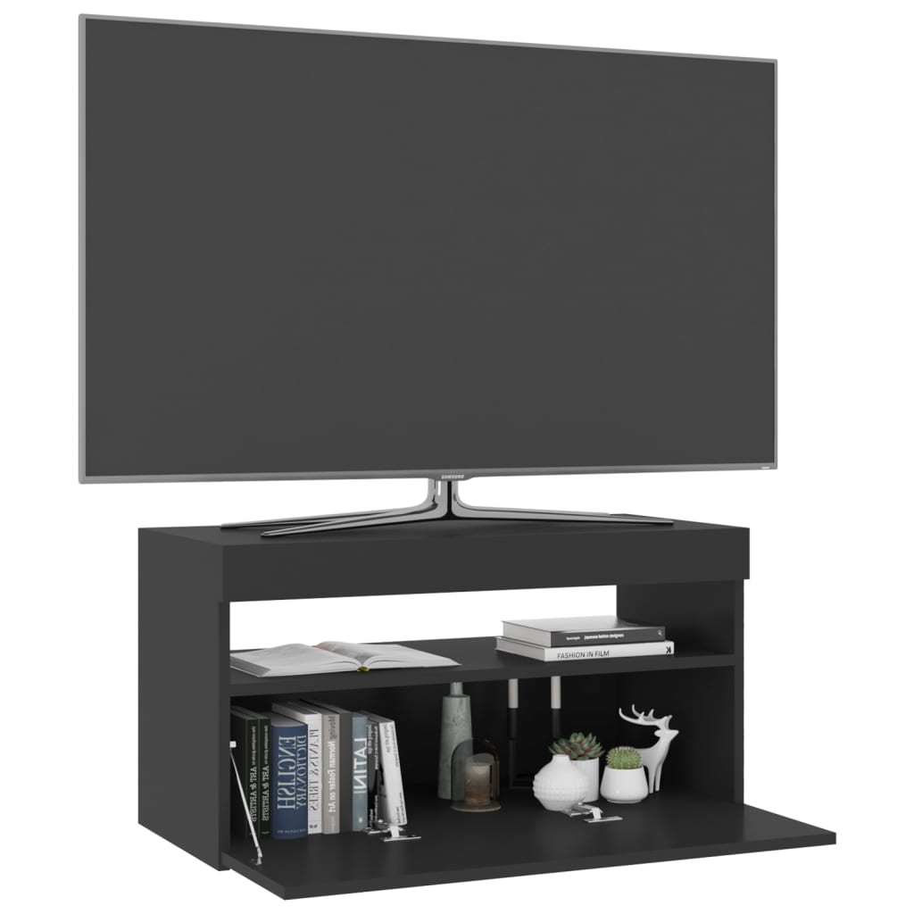 TV skrinka s LED svetlami čierna 75x35x40 cm