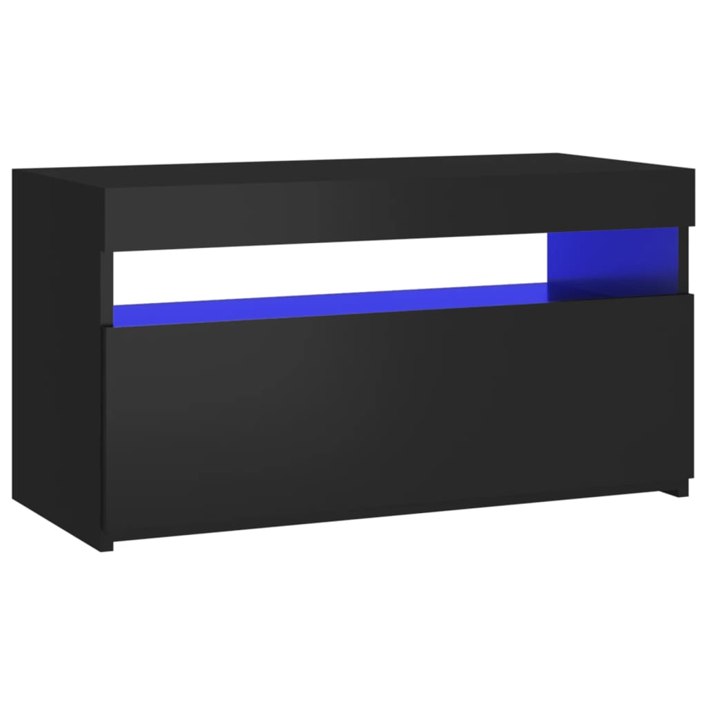 TV skrinka s LED svetlami čierna 75x35x40 cm