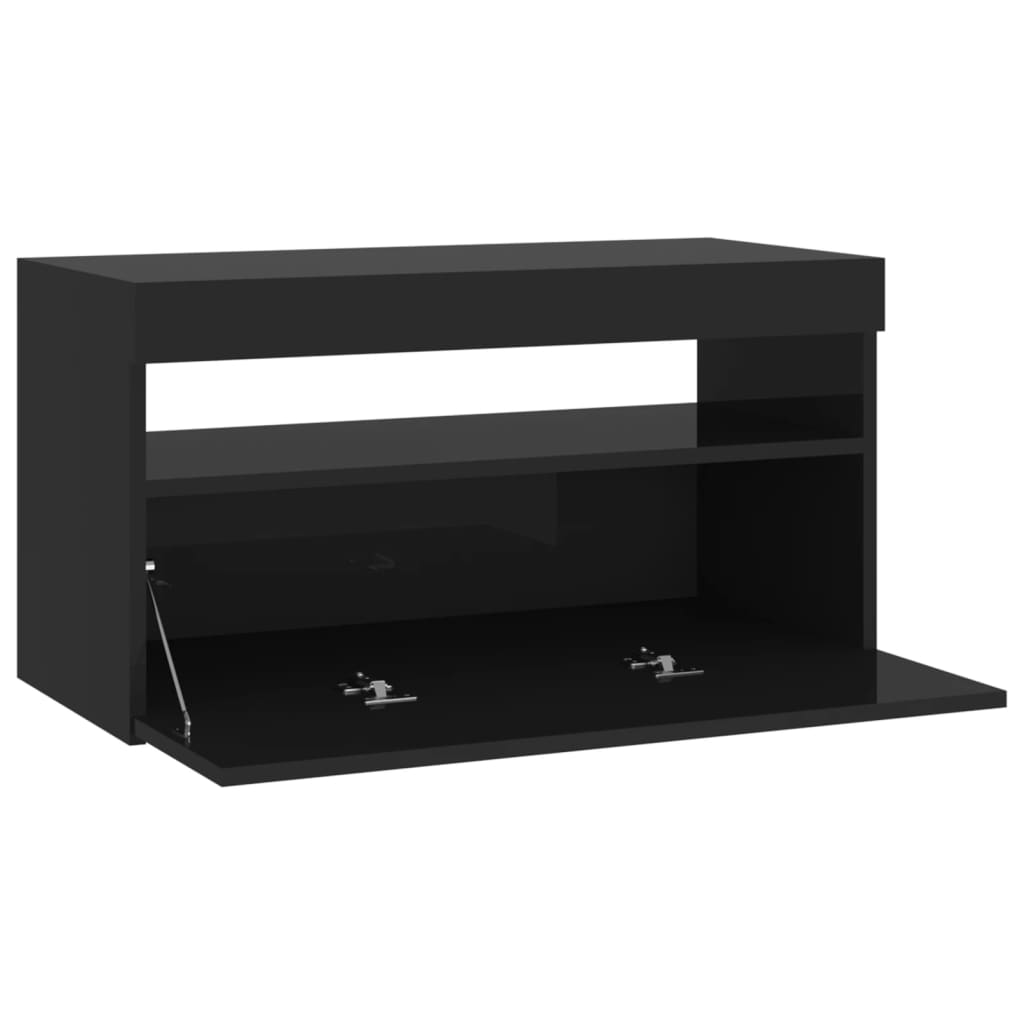 TV skrinka s LED svetlami čierna 75x35x40 cm