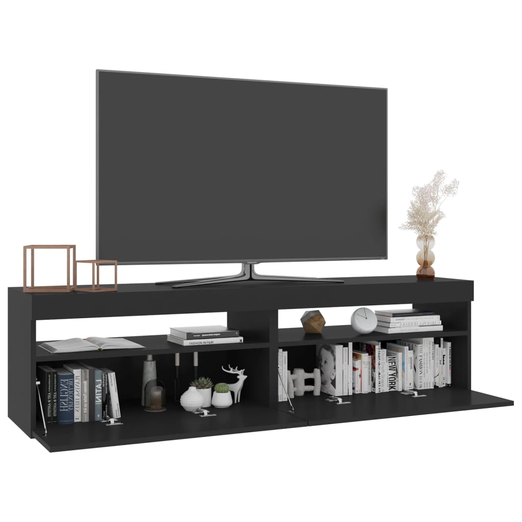 TV skrinky 2 ks s LED svetlami čierne 75x35x40 cm