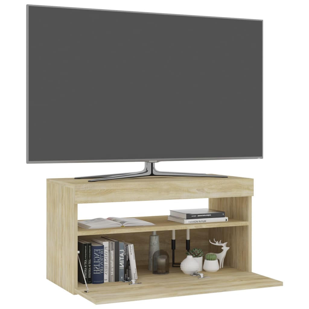 TV skrinka s LED svetlami dub sonoma 75x35x40 cm