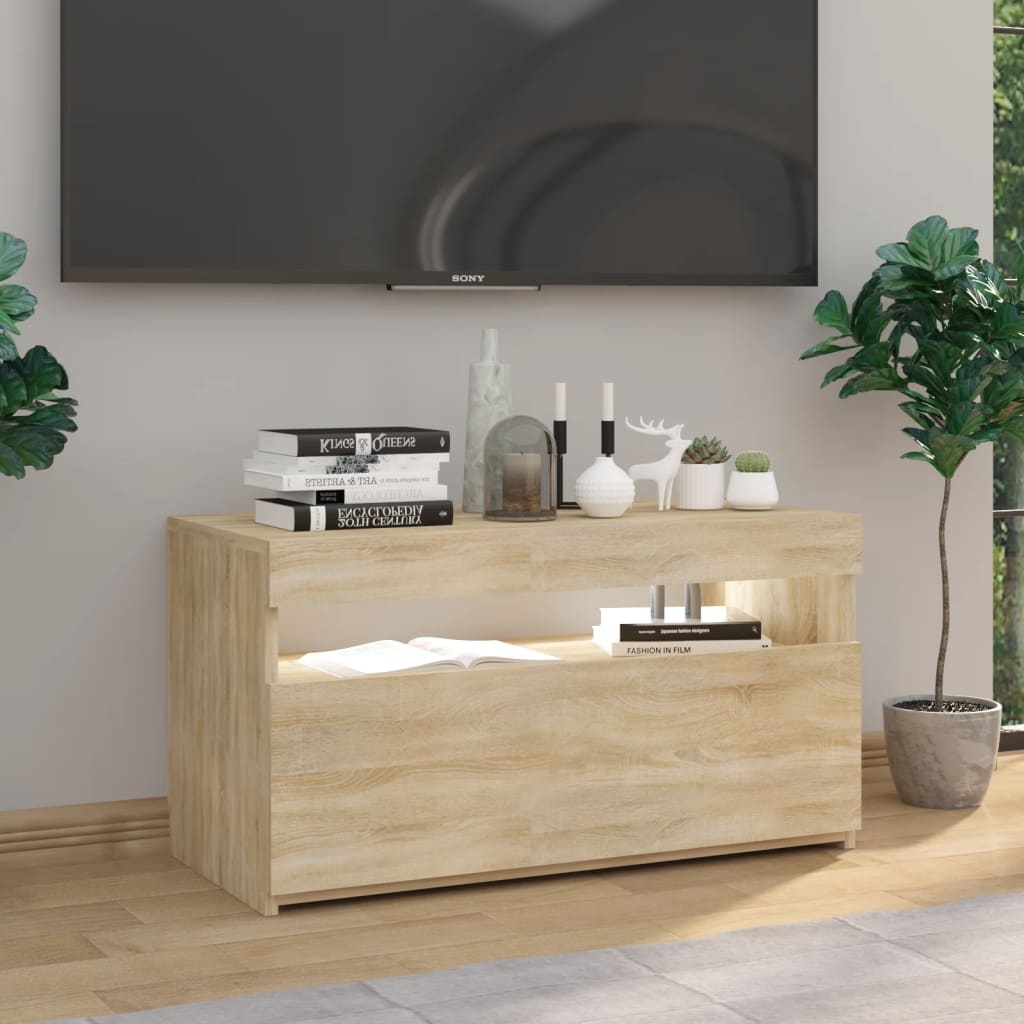 TV skrinka s LED svetlami dub sonoma 75x35x40 cm