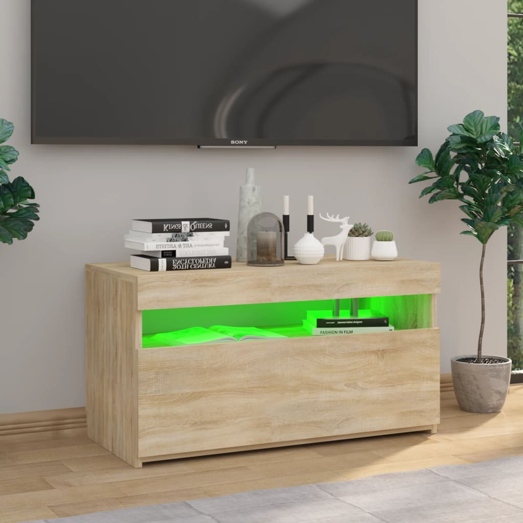 TV skrinka s LED svetlami dub sonoma 75x35x40 cm