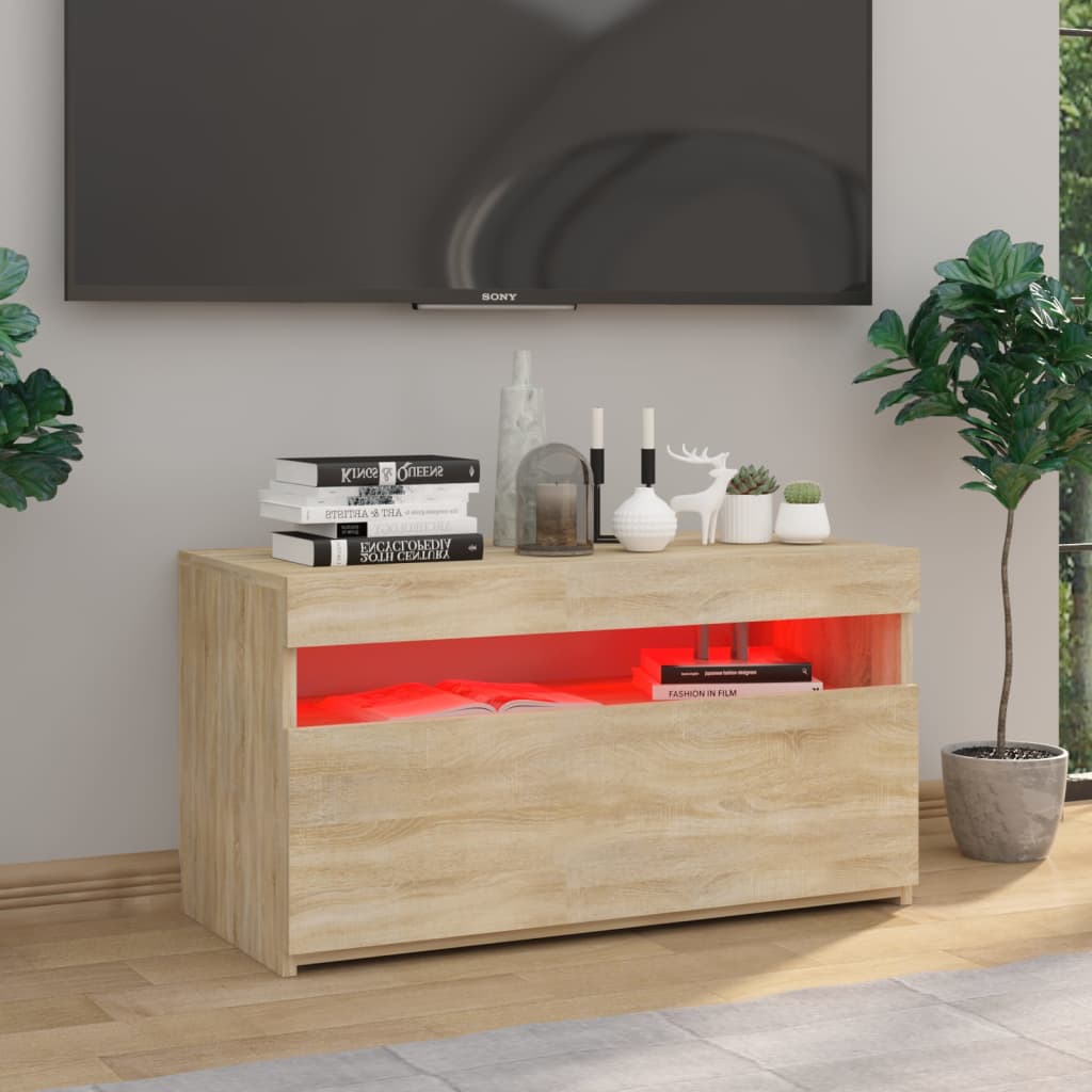 TV skrinka s LED svetlami dub sonoma 75x35x40 cm