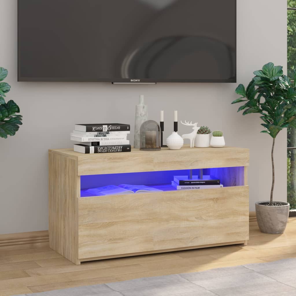 TV skrinka s LED svetlami dub sonoma 75x35x40 cm