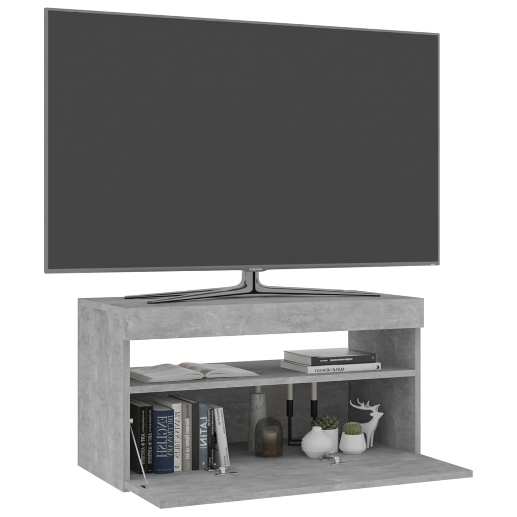 TV skrinka s LED svetlami betónovo-sivá 75x35x40 cm
