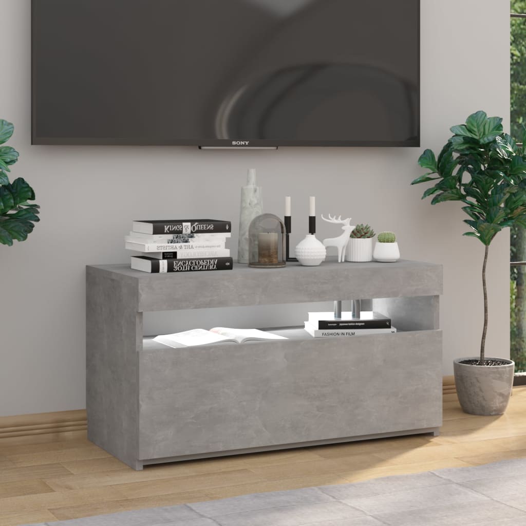 TV skrinka s LED svetlami betónovo-sivá 75x35x40 cm