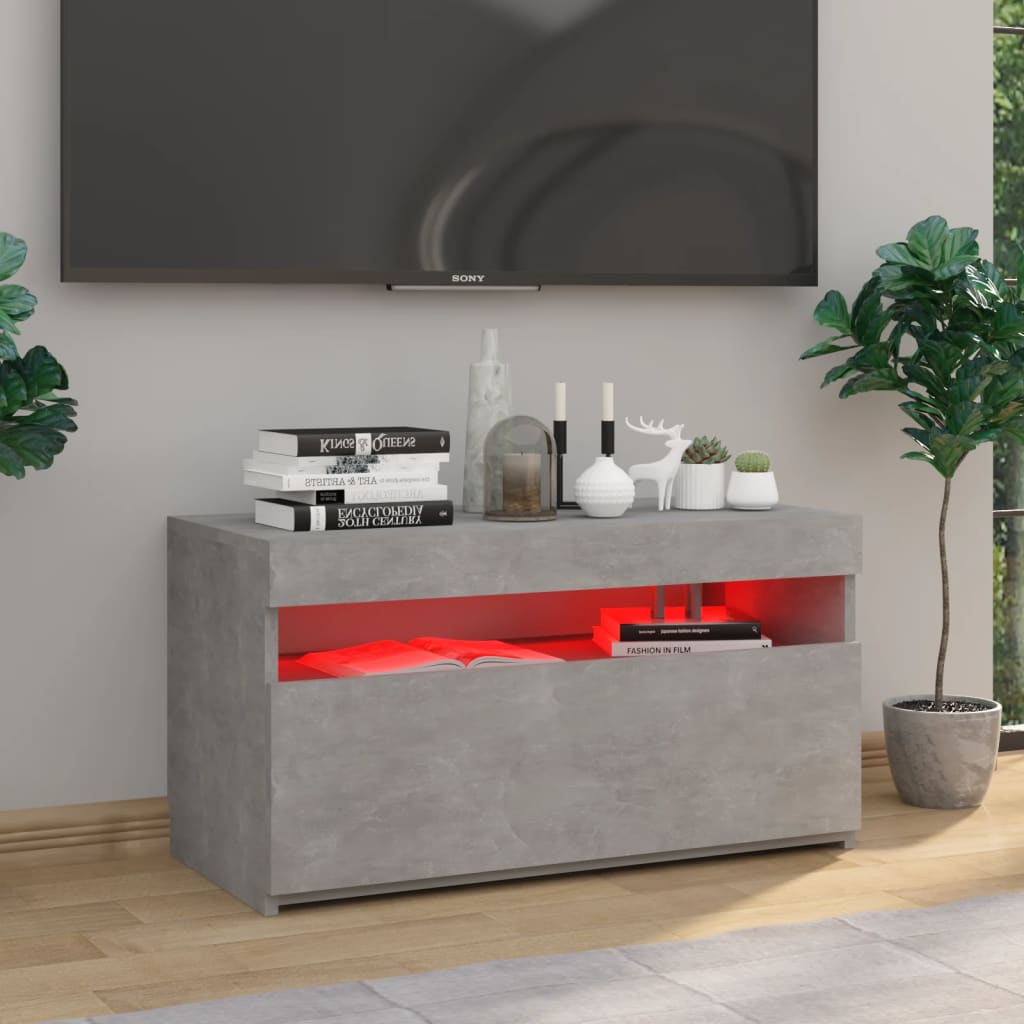 TV skrinka s LED svetlami betónovo-sivá 75x35x40 cm