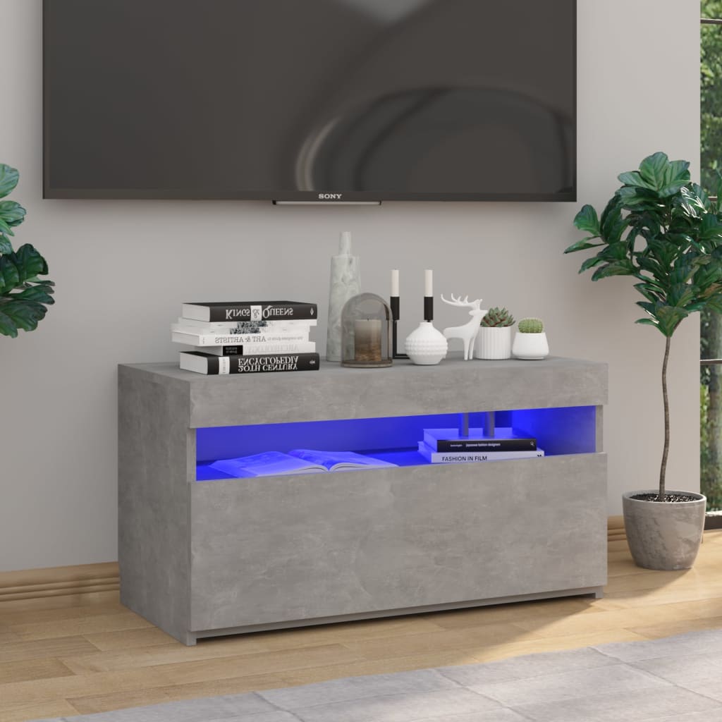 TV skrinka s LED svetlami betónovo-sivá 75x35x40 cm
