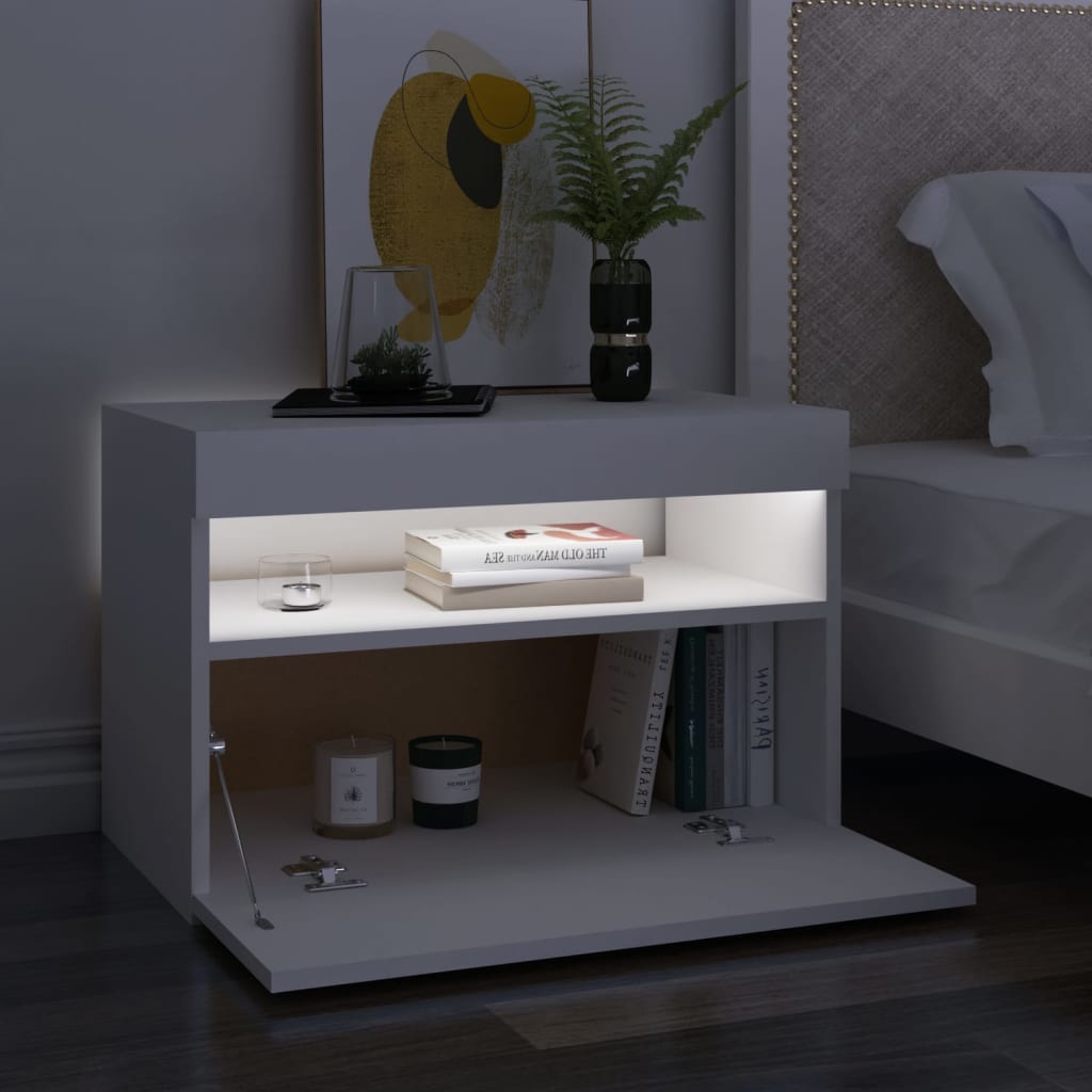TV skrinka s LED svetlami biela 60x35x40 cm