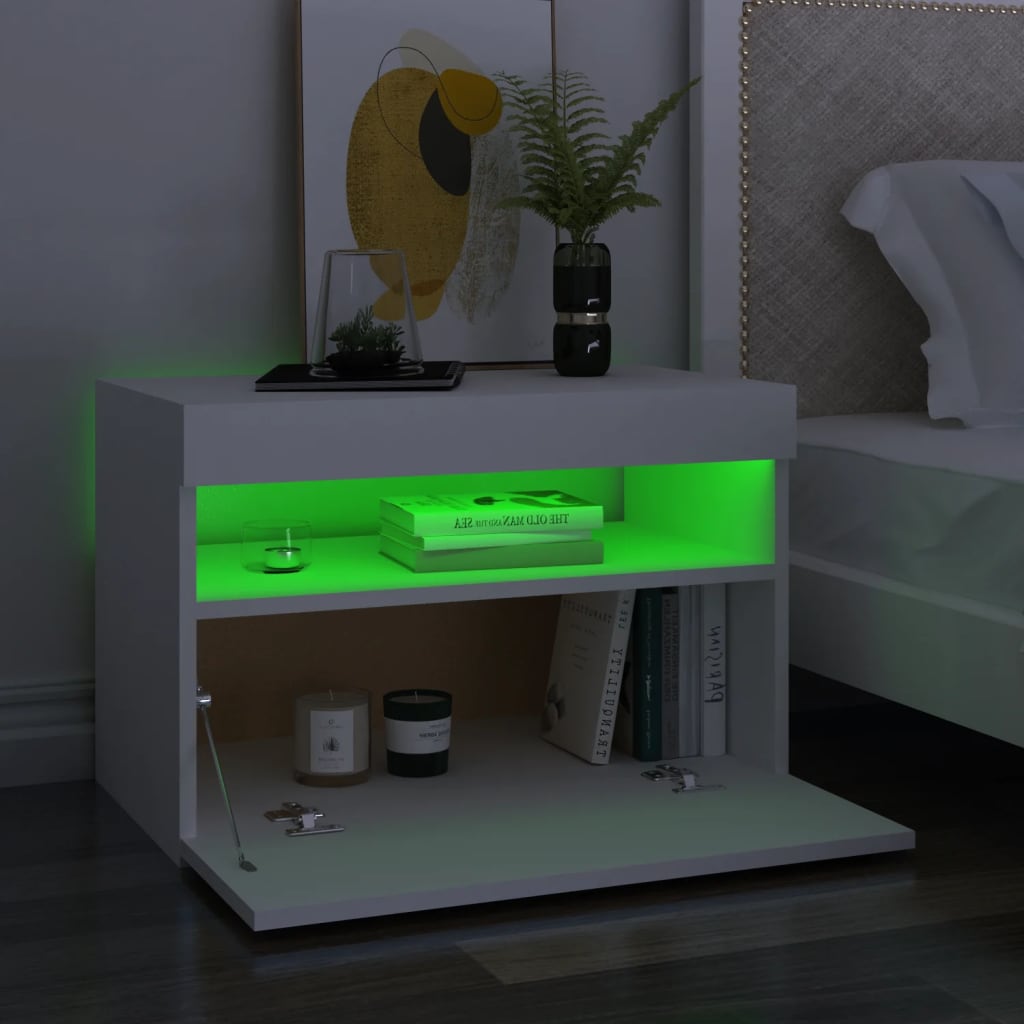 TV skrinka s LED svetlami biela 60x35x40 cm