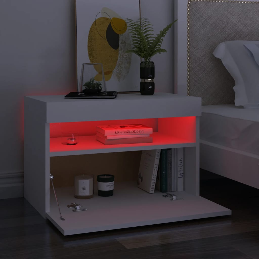 TV skrinka s LED svetlami biela 60x35x40 cm