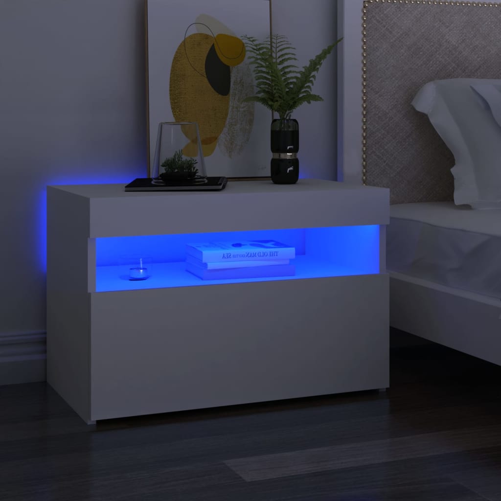 TV skrinka s LED svetlami biela 60x35x40 cm