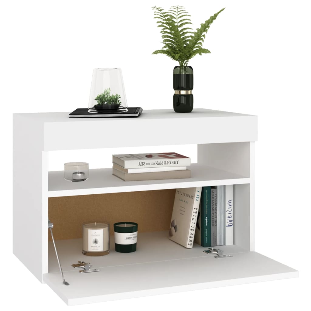 TV skrinka s LED svetlami biela 60x35x40 cm