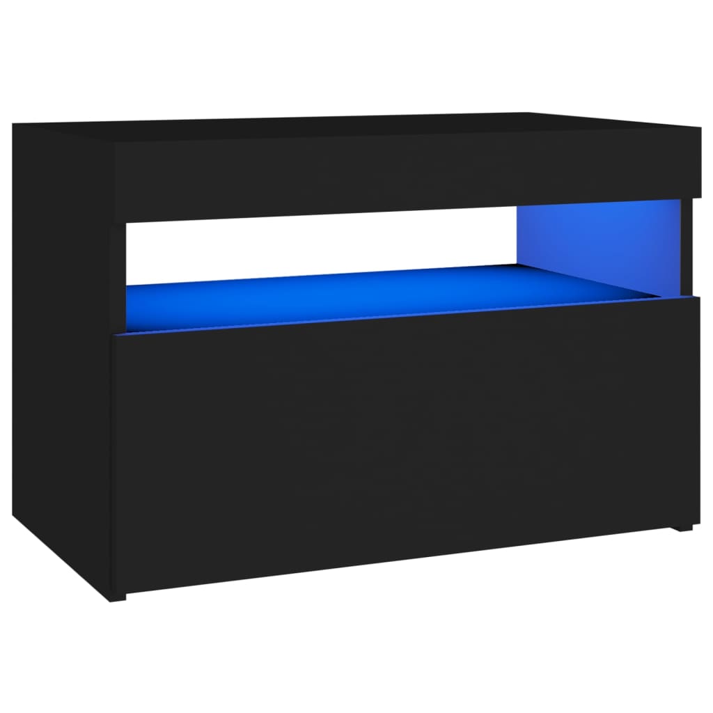 TV skrinka s LED svetlami čierna 60x35x40 cm