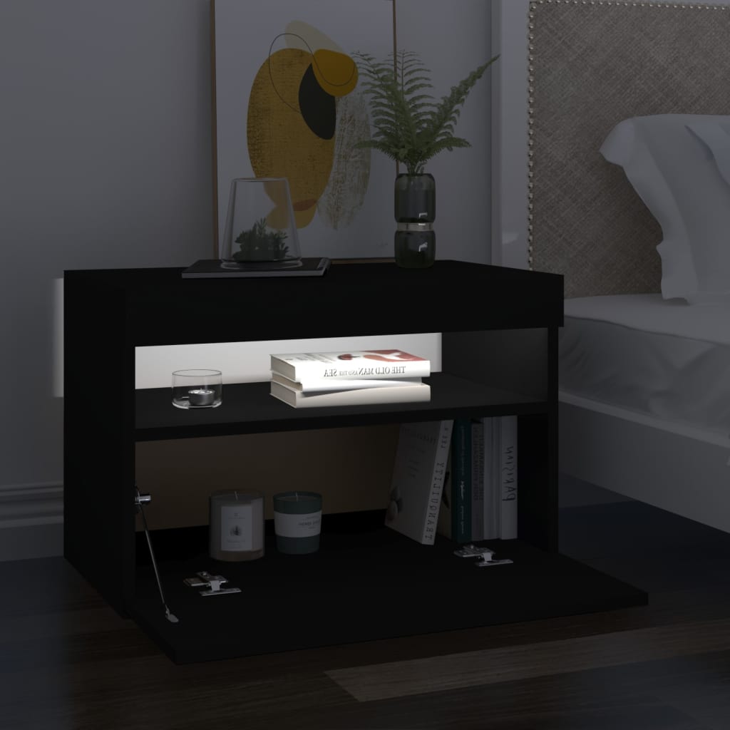 TV skrinka s LED svetlami čierna 60x35x40 cm