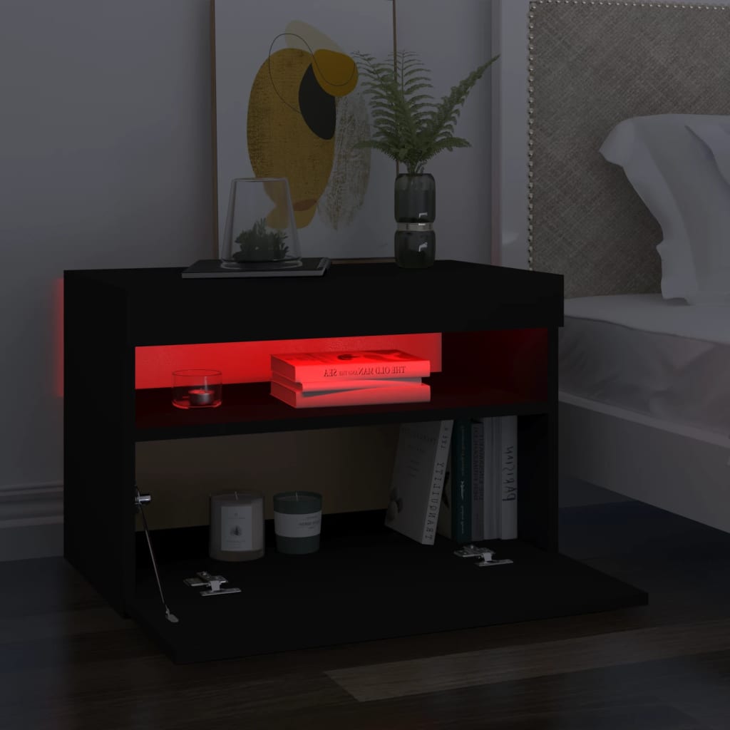 TV skrinka s LED svetlami čierna 60x35x40 cm
