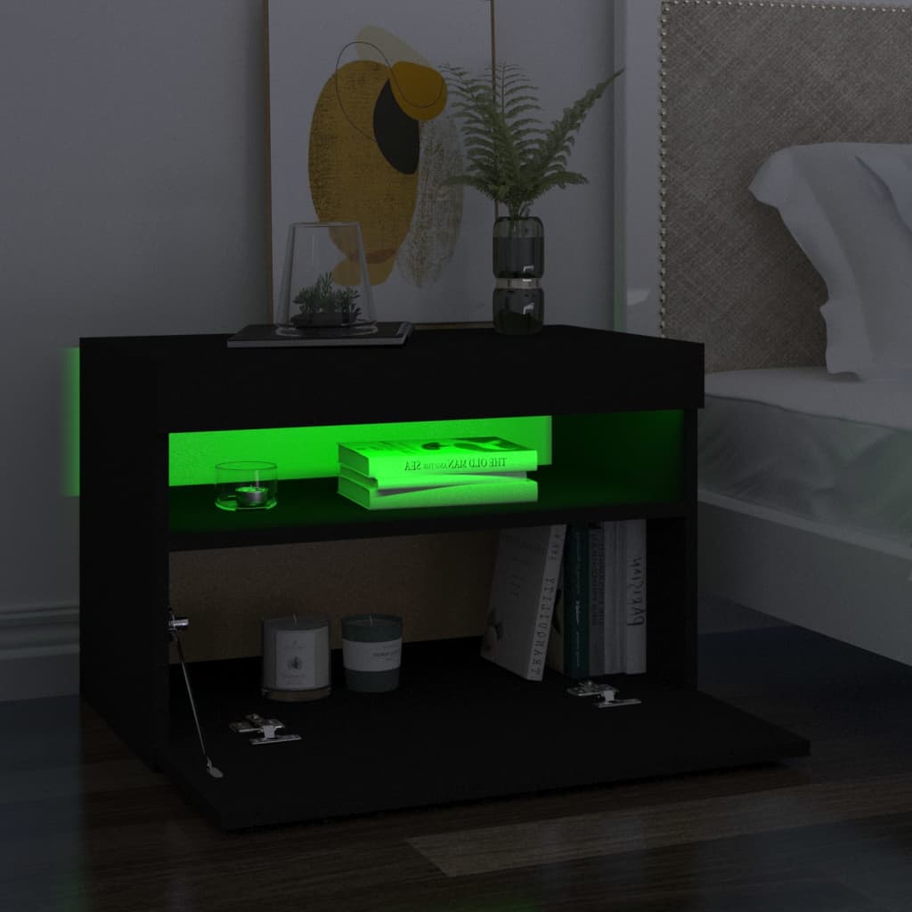 TV skrinka s LED svetlami čierna 60x35x40 cm
