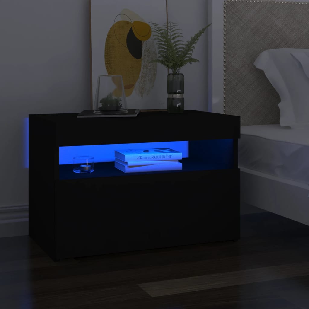 TV skrinka s LED svetlami čierna 60x35x40 cm