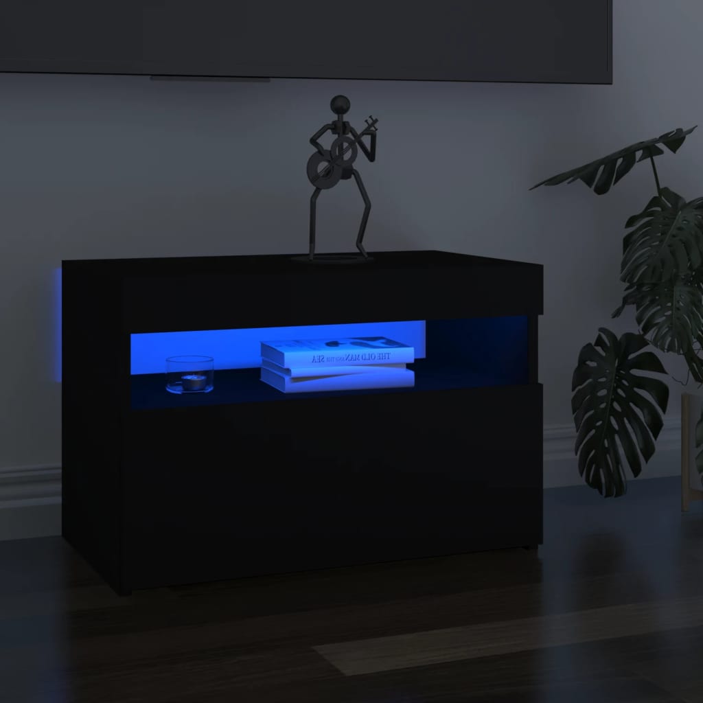 TV skrinka s LED svetlami čierna 60x35x40 cm