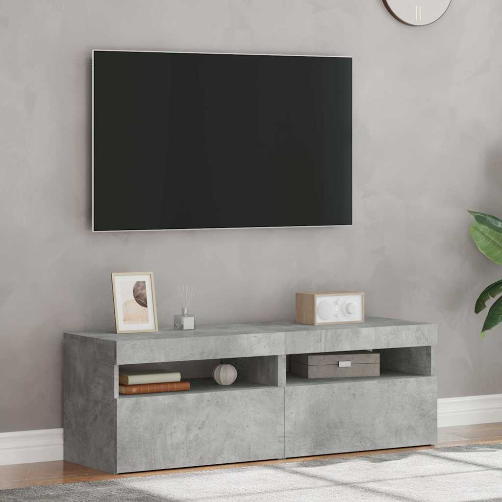 TV skrinky s LED svetlami 2 ks betónové sivé 60x35x40 cm