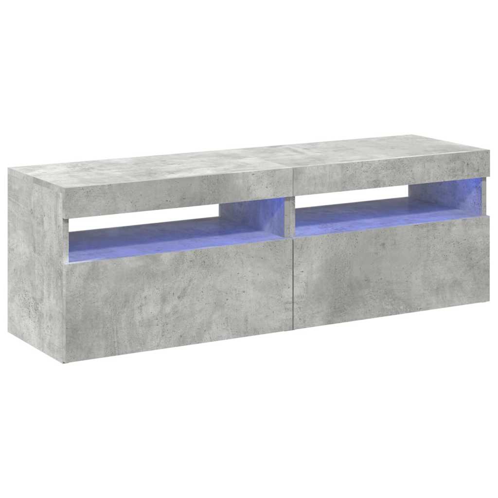 TV skrinky s LED svetlami 2 ks betónové sivé 60x35x40 cm