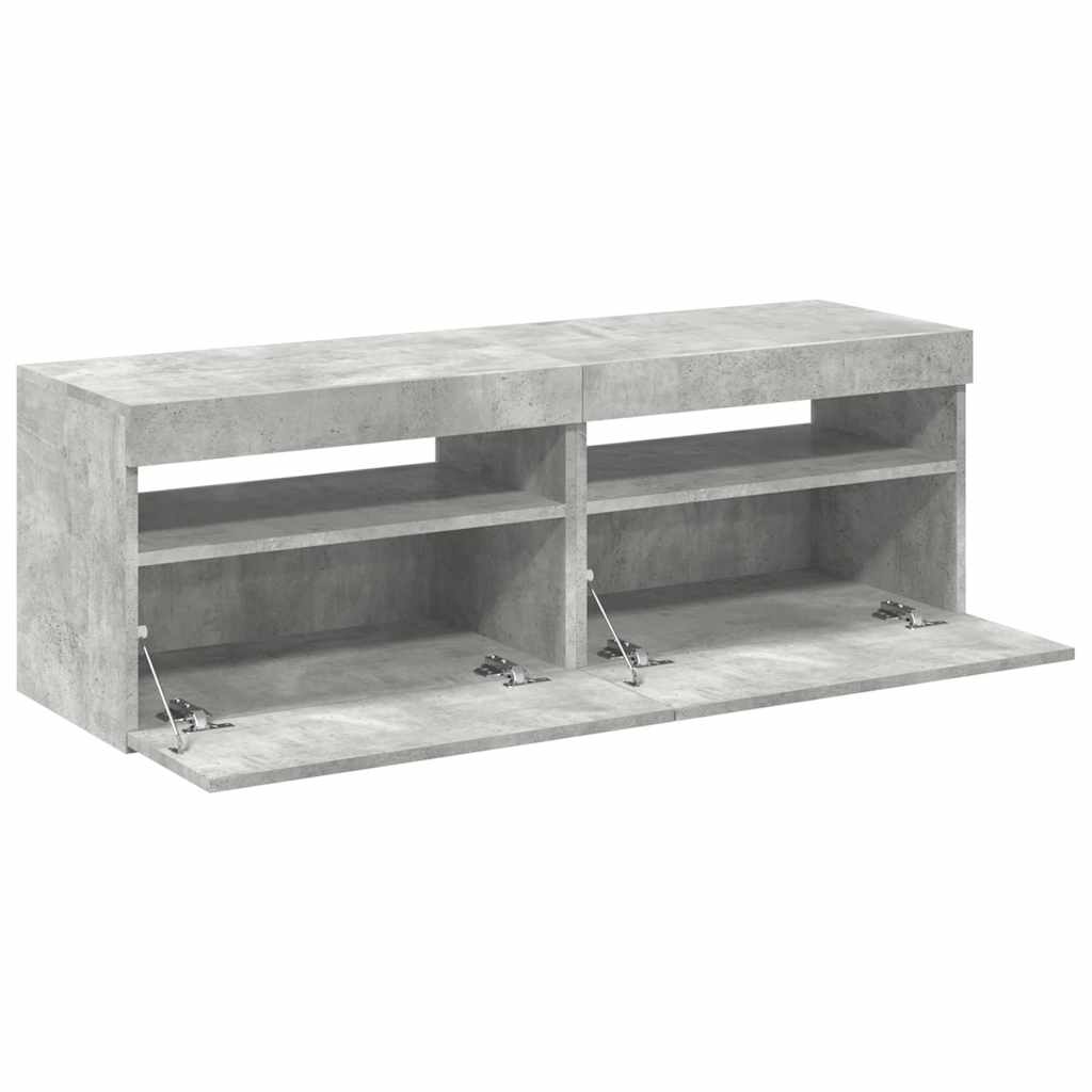 TV skrinky s LED svetlami 2 ks betónové sivé 60x35x40 cm