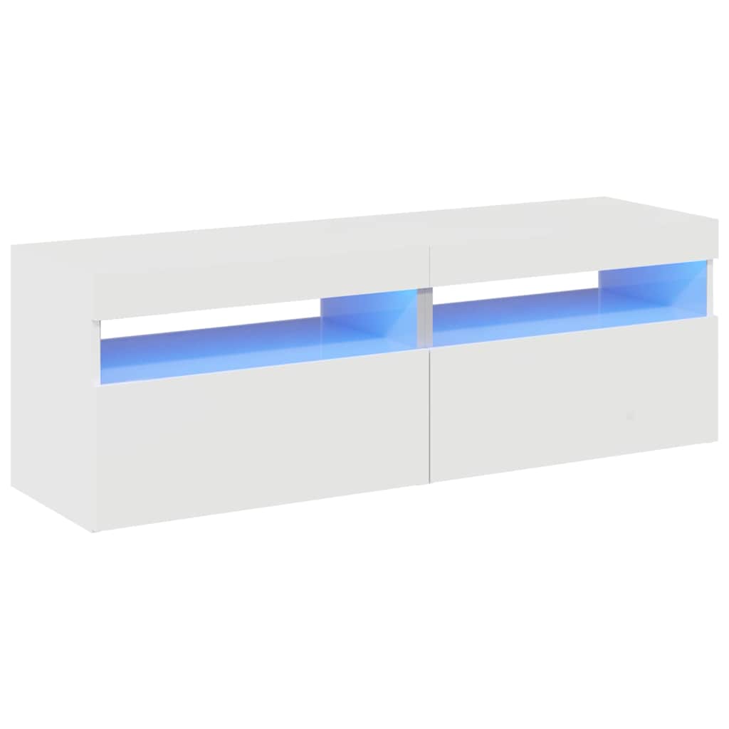TV skrinky s LED svetlami 2 ks lesklé biele 60x35x40 cm