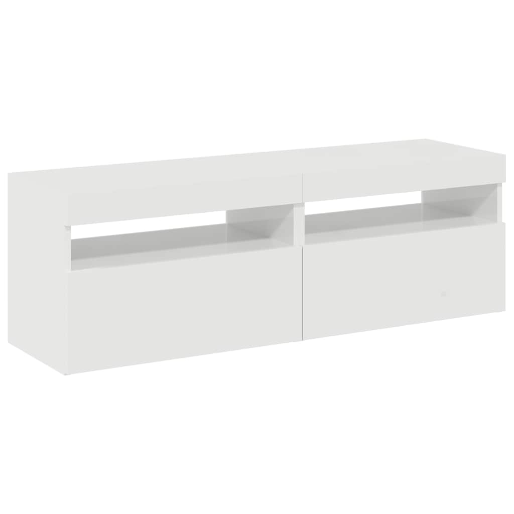 TV skrinky s LED svetlami 2 ks lesklé biele 60x35x40 cm