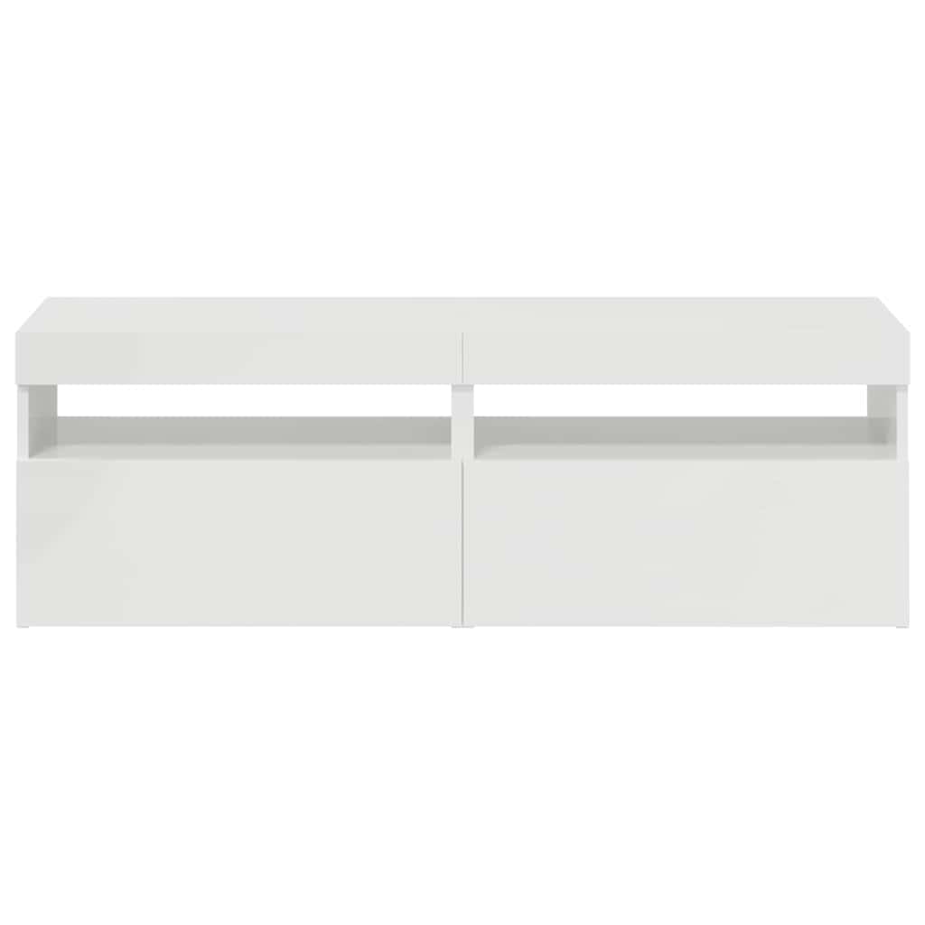 TV skrinky s LED svetlami 2 ks lesklé biele 60x35x40 cm